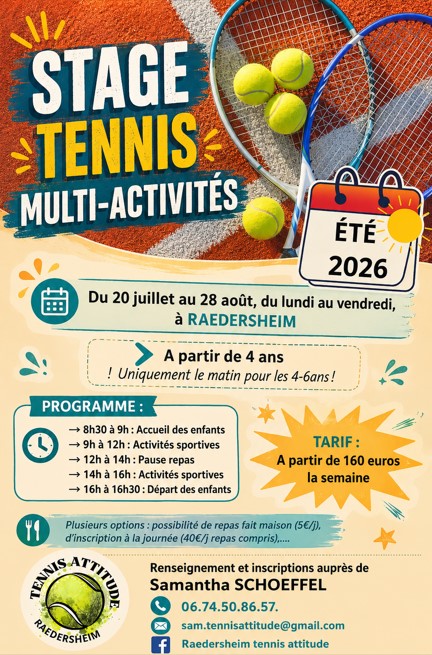 Stage de tennis multi-activités à Raedersheim !